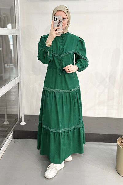 ModaSelin Ms334 Lace Judge Collar Emerald Dress