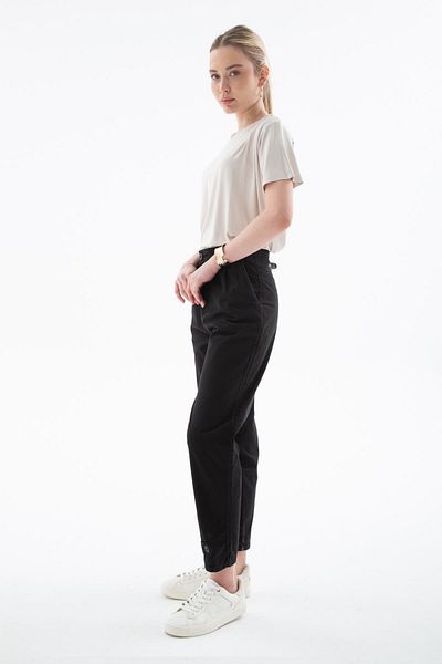 Fashion Friends Comfortable Black Trousers - High Waist Stretch Leg and Deep Detail