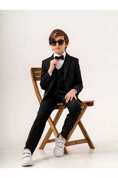 Zekids Boy's Patterned Fabric Classic Suit
