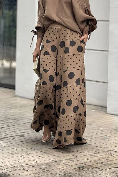 Neşeli Butik Women Linen Polka Dot Print Double Set Nbemp2480