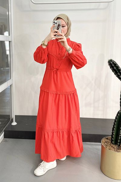 ModaSelin Ms334 Lace Judge Collar Red Dress