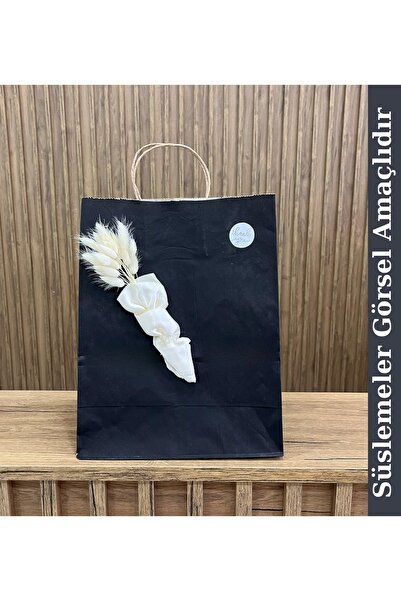 GİZPAK Kraft Burgu Saplı Çanta Esmer Siyah 25x31x12cm 50 ADET