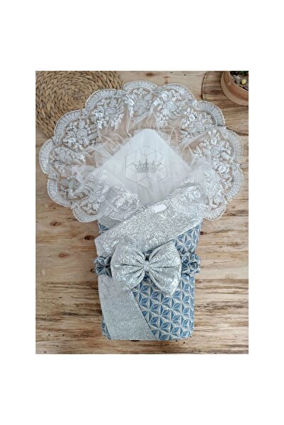 Narnuga Mi̇rayli̇fe Newborn Pyramid Patterned Guipure Embroidered Baby Blanke...