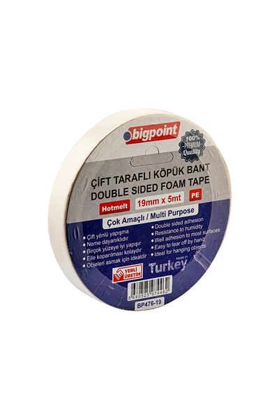 Bigpoint Double Sided Foam Hotmelt Base Tape, 19 mm X 5 M, Ideal for Mounting