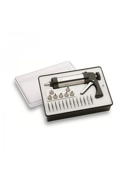 Lacor Set pistol din inox si 20 piese pentru decorarea prajiturilor, biscuitilor si fursecurilor, 250 ml