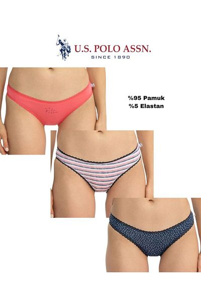 U.S. Polo Assn. Women's Uspa, Cotton-Elastane 3-Piece Slip/Panty Set