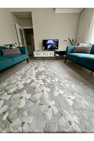 Meka Ev Tekstili Orchid Model Velvet/Silk Elastic Carpet Cover