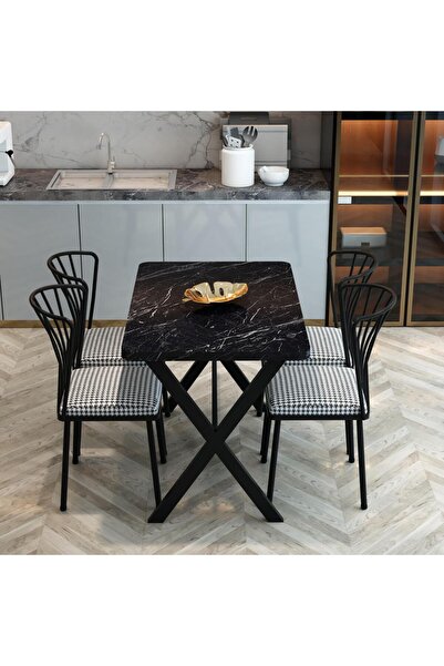 NETPLUSMOBİLYA YEMEK MASASI X 4 ADET SANDALYE  X AYAKLI YEMEK MASASI VE 4 ADE...