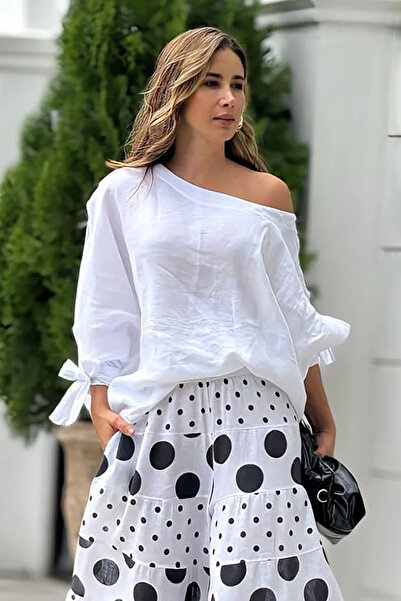 Neşeli Butik Women Linen Polka Dot Print Double Set Nbemp2480