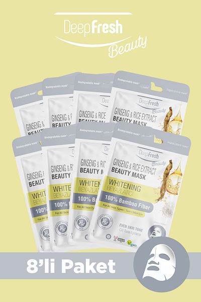 Deep Fresh Skin Tone Equalizing Sheet Mask 8 Pieces |   Ginseng and Rice |   Whitening