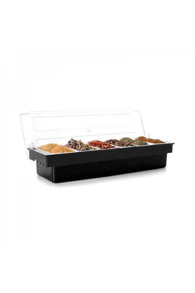 Lacor Box for ingredients and spices with lid and 6 compartments, 450 ml