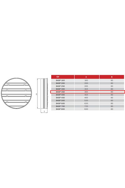 BVN 35 Cm Galvanized Shutter - Wind Opened Basp 350