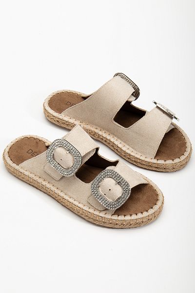 DENORA Beige Skin Cream Matte Thick Step Espadrille Shoes