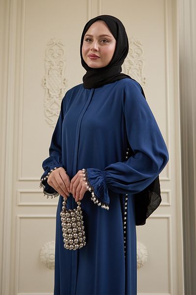 InStyle Sleeve Gather Beaded Saks Blue Ferace