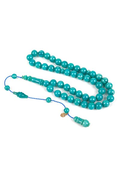 LapisDo Squeezing Amber Stick Sphere Cut 10mm Rosary - Turquoise