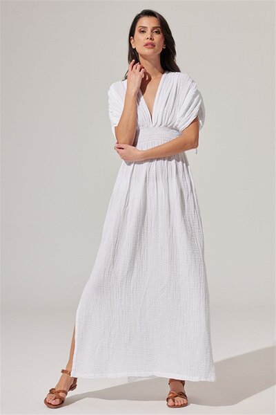 White By Nature Double Face V Yaka Elbise