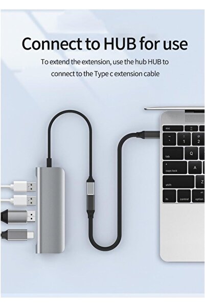 Daytona Fc-k09 Type-c Usb-c Male Erkek To Type-c Dişi Female Uzatma Şarj Data Kablosu-0.5m