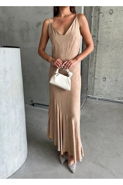 COTTONLAB ROCHIE JACQUARD SATIN CU BRETELE ASIMMETRICE - Maro