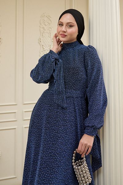 InStyle Βραδινό φόρεμα με παγιέτες Buzy Saks Blue