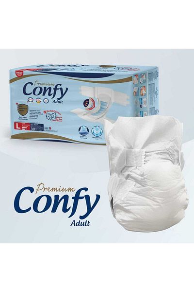 Confy Adult Adult Diapers Large 30 Pieces X 3 Packs