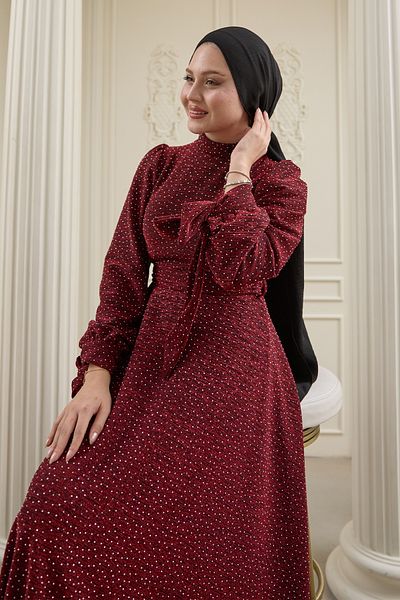 InStyle Βραδινό φόρεμα Buzy Red με παγιέτες και πέτρες