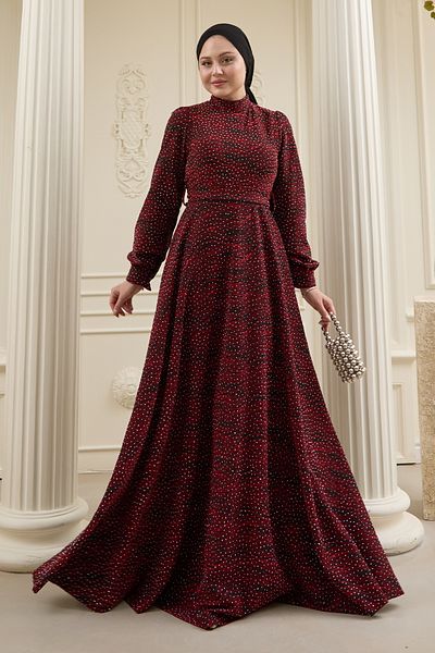 InStyle Κόκκινο φόρεμα Buzy με πέτρες