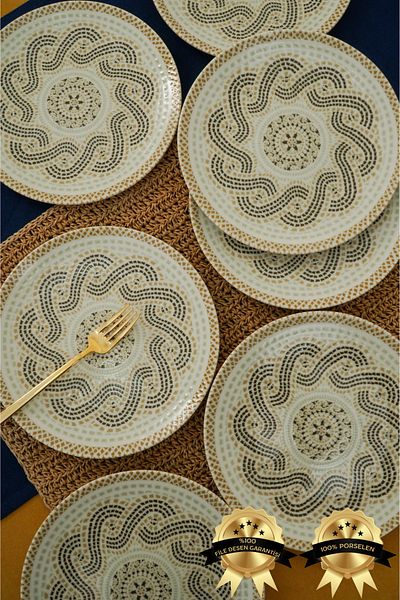 Heda Porselen Efes 6-Piece Porcelain Cake Plate