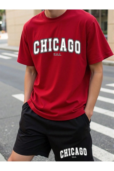 PAVRO Oversize Mixed Printed Tracksuit Set Shorts-Tshirt