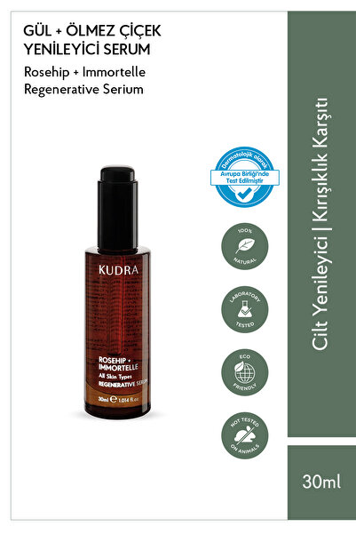 Kudra Ölmez Çiçek Yenileyici, Yaşlanma Karşıtı, Iz Onarıcı Serum 30 ml