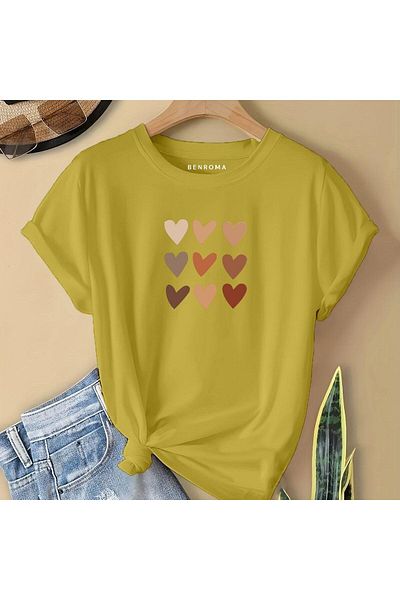 BENROMA 1 tricou este un cadou pentru achiziții de 6 și mai sus în coș - Tricou pentru copii cu imprimeu inimioare în linie