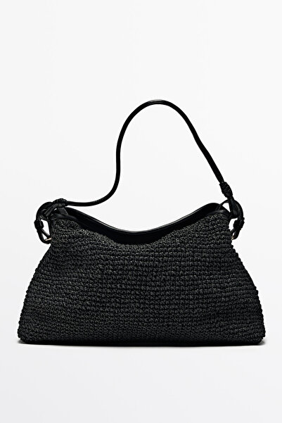 Massimo Dutti Örgü kağıt çapraz askılı çanta