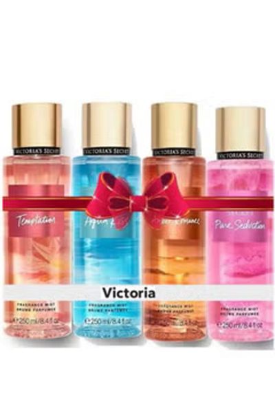 Victoria مجموعة Secret 4 قطع Pure Seduction - Aqua Kiss - Amber Romance - Temptation - 250 مل