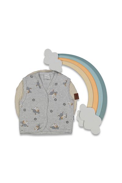 ELBEBEK Teddy Bear Patterned Seasonal Baby Combed Cotton Vest 100% Cotton