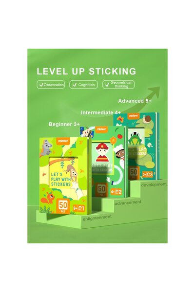 Mideer Промоционален пакет: Комплект упражнения с лепене на стикери, изрязван...