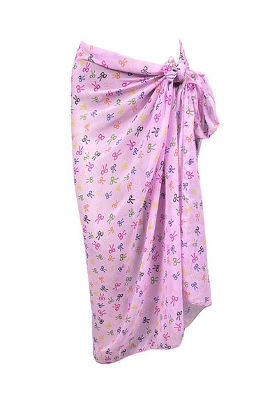 FUNELLA Pink Bow Patterned Tulle Pareo