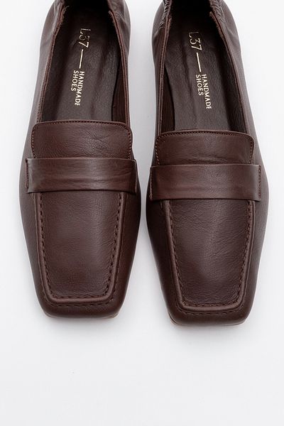 LuviShoes Дамски мокасини от естествена кожа с ластик и плосък връх LIEPA в кафяво