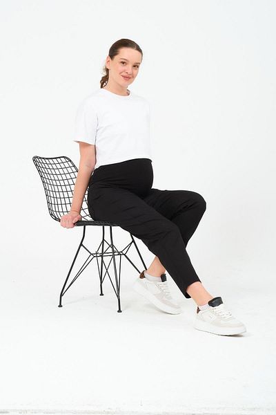 BUSA Black Fit Canvas Pants - Adjustable Waist with Unexposed Abdominal Band for Pregnant Pregnant Women