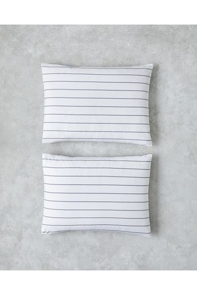 English Home Serene Stripes Cotton 2 Pillow Case 50X70 cm Navy Blue