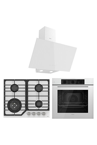 Ferre Flowart NT Asimetrik Seriisi 3'lü Beyaz Ankastre Set ( QBL62CB-NT026-D078 )