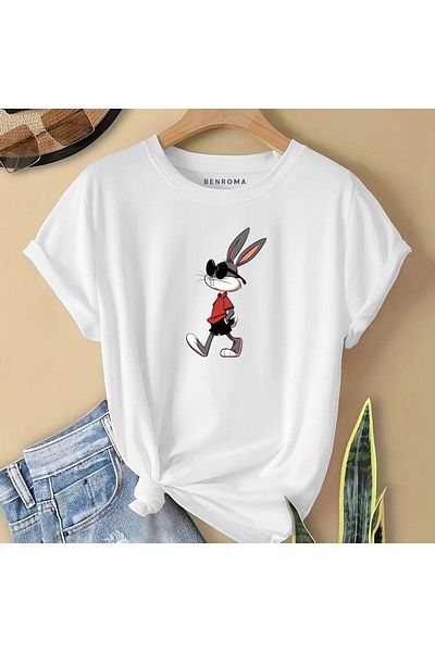 BENROMA 1 tricou este un cadou pentru achiziții de 6 și mai sus în coș - Tricou pentru copii cu imprimeu cu caractere de iepure