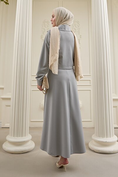 InStyle Gray Scuba Suit with Short Bolero Skirt