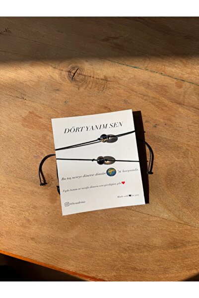 Ben Aleina Dört Yanım Sen Dünyam Sevgili Bilekliği Siyah İp Gece Gündüz Çift ...