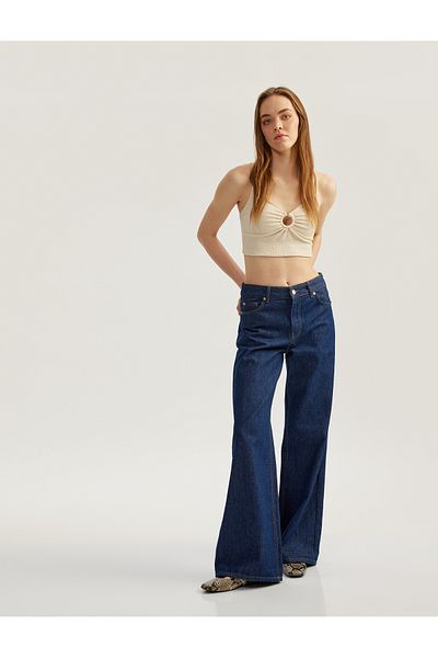 Koton Crop Slim Fit Top with Rope Strap Window Detail