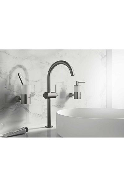 Grohe Baterie lavoar Grohe Atrio 32647AL3, 3/8 inch, monocomanda, pivotanta, evacuare push to open, Grafit