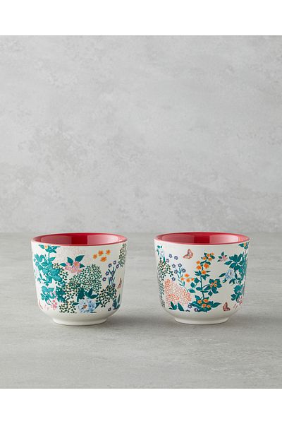 English Home 270 ml Red Artıksr Flower Ceramic Cup 2 Pcs