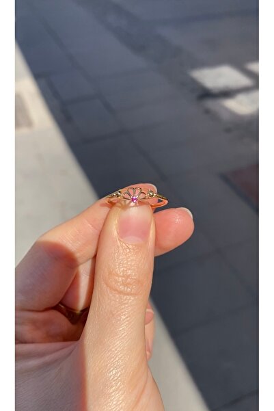 Onseva Kuyumculuk 14 Ayar Vintage Stil Taşlı Çiçek Prenses Tacı Minimal Yüzük