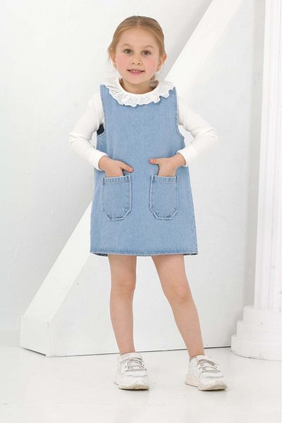 ANGELOS GIRLS Κοριτσίστικο φόρεμα τζιν 2 τεμαχίων (Jean Dress + Bady Sweat) 12169
