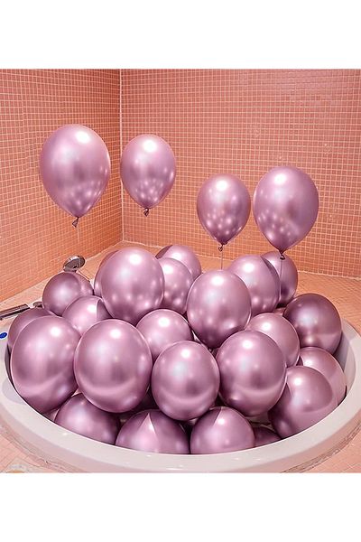VIP Balon Set of 15 12 Inch Pink Chrome (Mirrored) Balloons – Bright, Stylish and Helium Matched Party Balloons