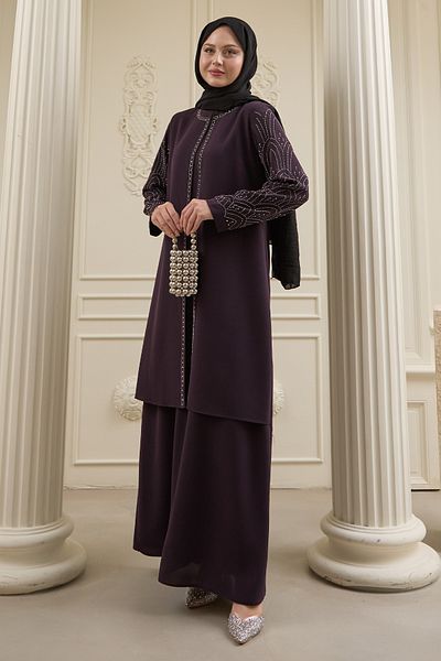 InStyle Embroidered Cap Detail Purple Ferace