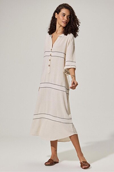 White By Nature Naturel Hakim Yaka Elbise